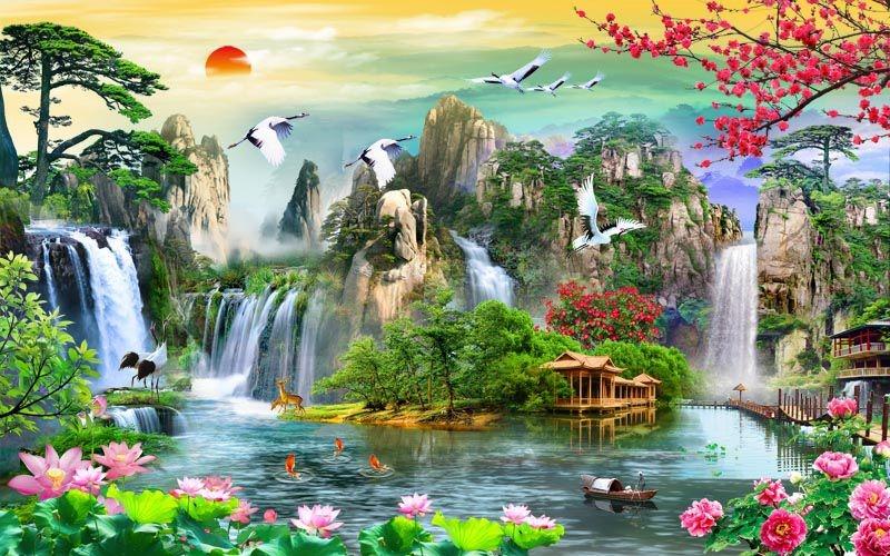 Tranh phong thủy treo phòng khách đón lộc thu tài Tranh phong thủy treo phòng khách đón lộc thu tài