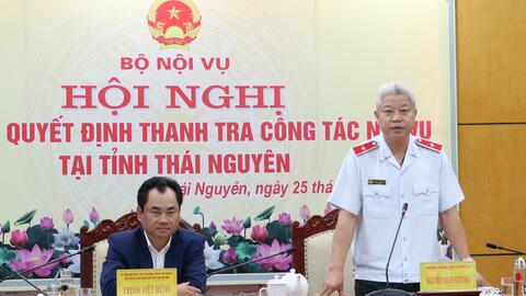 Bộ Nội vụ công bố quyết định thanh tra tại tỉnh Thái Nguyên
