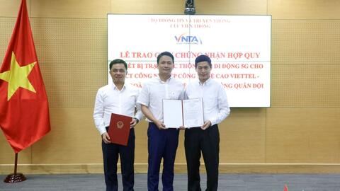 Viettel nhận chứng nhận hợp quy thiết bị trạm gốc 5G 8T8R và 32T32R
