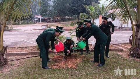 Đồn Biên phòng Châu Khê trồng cây, xây dựng đơn vị xanh, sạch, đẹp