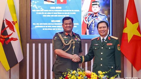 Đại tướng Nguyễn Tân Cương hội đàm với Tư lệnh Quân đội Hoàng gia Brunei