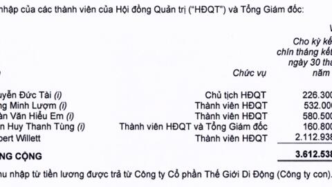 Kinh doanh ảm đạm, Chủ tịch Thế giới Di động Nguyễn Đức Tài không nhận lương trong quý III