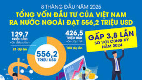 Tổng vốn đầu tư của Việt Nam ra nước ngoài đạt 556,2 triệu USD