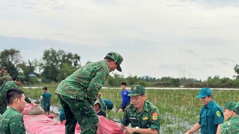 An Giang: Bộ đội Biên phòng khẩn trương giúp dân đắp đê bao chống lũ