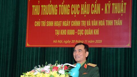 Thủ trưởng Tổng cục Hậu cần - Kỹ thuật chủ trì sinh hoạt Ngày chính trị và văn hóa tinh thần tại Kho K680 (Cục Quân khí)