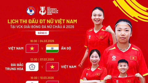 Lịch thi đấu của Đội tuyển nữ Việt Nam tại VCK bóng đá nữ Châu Á 2026