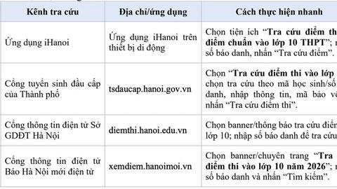 Hướng dẫn tra cứu điểm thi lớp 10 Hà Nội, dự kiến công bố tối nay (19-6)