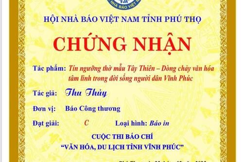 Báo Công Thương đạt giải C Cuộc thi báo chí Văn hóa, du lịch Phú Thọ
