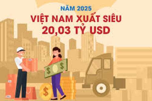 Năm 2025 Việt Nam xuất siêu 20,03 tỷ USD