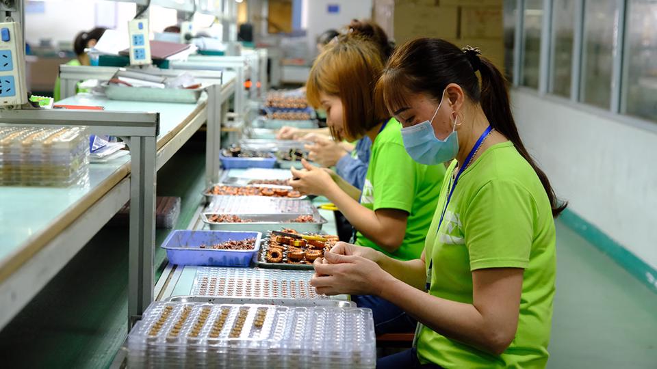 Hoạt động sản xuấttại Công ty TNHH ChannelWell TechnogyViệt Nam, Khu công nghiệp Quang Minh, huyện Mê Linh, Hà Nội. Ảnh: Phạm Hùng