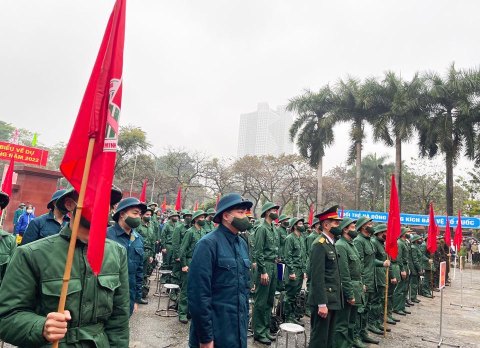 Các tân binh trong buổi Lễ giao nhận quân.