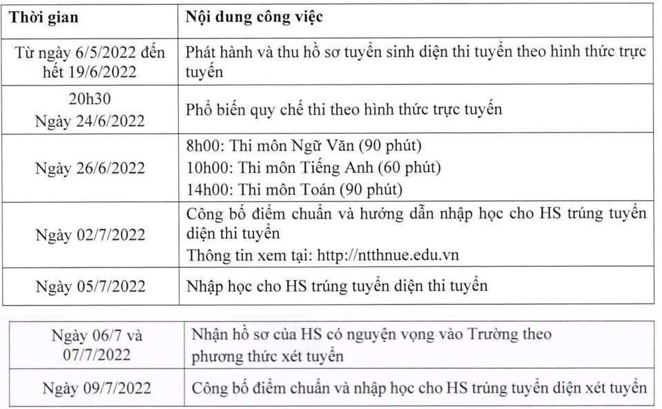 Lịch tuyển sinhh lớp 10