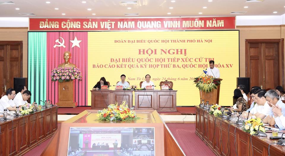 Quang cảnh hội nghị tại điểm cầu quận Nam Từ Liêm