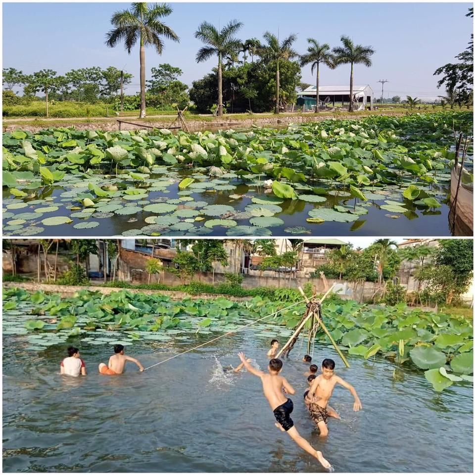 Hồ Tảo Dương, thôn Tảo Dương (xã Hồng Dương) trở thành không gian xanh lý tưởng của người dân địa phương. Ảnh: Bình Minh