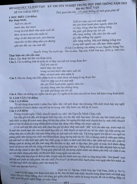 Trách nhiệm của tuổi trẻ và “Chiếc thuyền ngoài xa” vào đề thi Ngữ văn - Ảnh 1