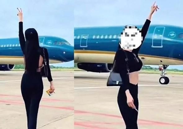 Cấm bay 6 tháng nữ hành khách nhún nhảy quay clip ở sân đỗ máy bay - Ảnh 1