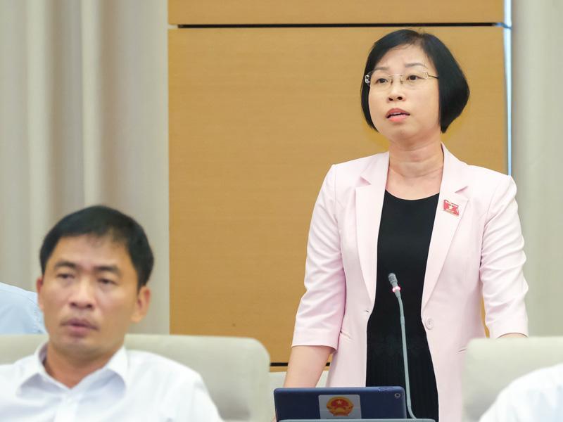Phó Trưởng đoàn chuyên trách Đoàn đại biểu Quốc hội TP Hà Nội Phạm Thị Thanh Mai phát biểu tại phiên họp. Ảnh: Quochoi.vn