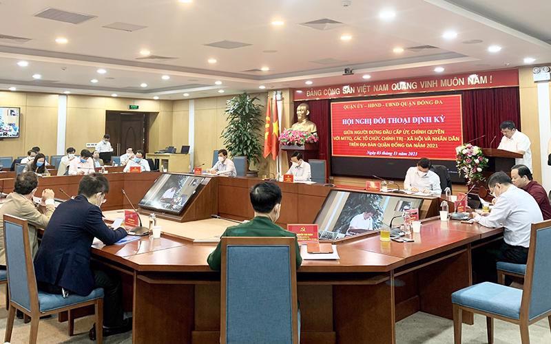 Lãnh đạo quận Đống Đa đối thoại định kỳ với MTTQ, các tổ chức chính trị - xã hội và Nhân dân trên địa bàn quận.