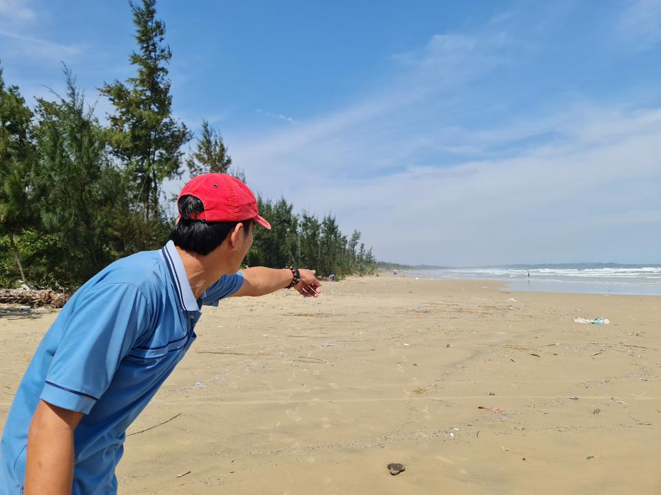 Nơi từng là rừng dứa biển chắn sóng nay chỉ còn là bãi cát.