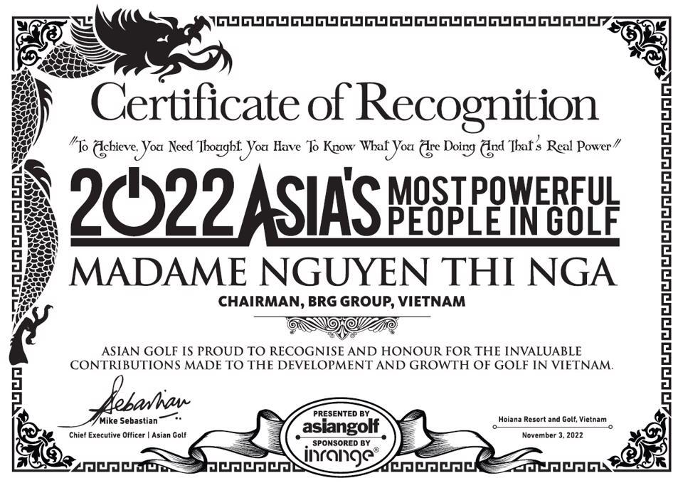 Madame Nguyễn Thị Nga -“Người có tầm ảnh hưởng nhất châu Á trong lĩnh vực gôn” - Ảnh 1