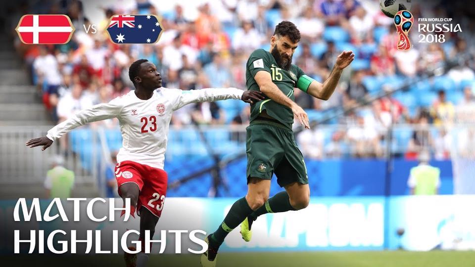 Tại World Cup 2018, Đan Mạch và  Australia  hòa 1-1 . Ảnh: AP