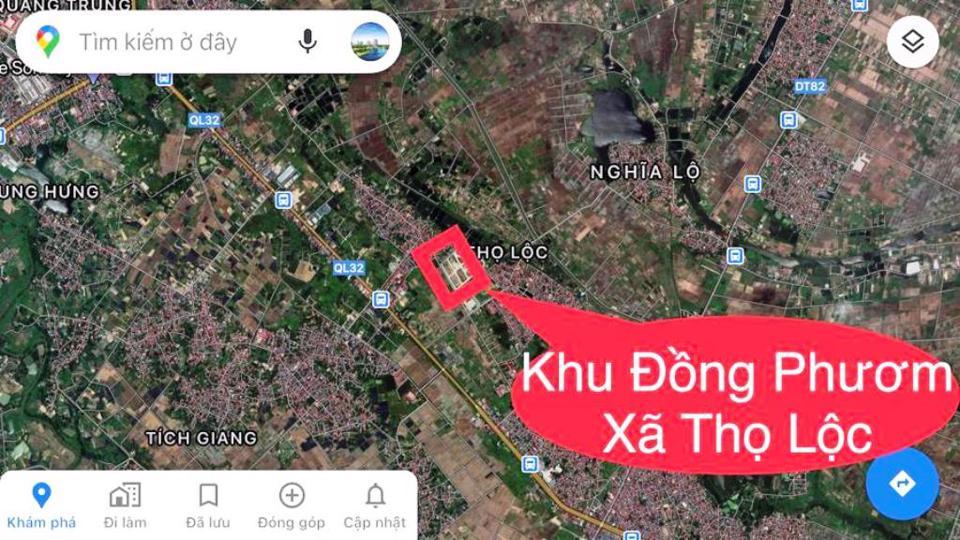 Khu đất đấu giá Đồng Phươm (xã Thọ Lộc, huyện Phúc Thọ) nằm gần Quốc lộ 32.