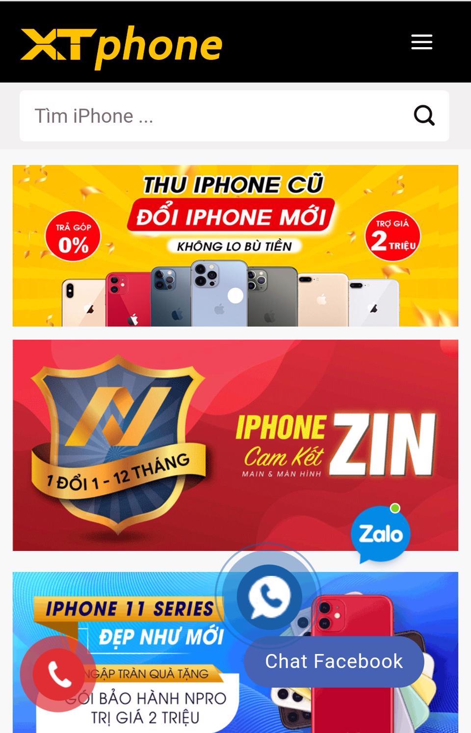 Quảng cáo bán điện thoại Iphone giá rẻ trên website XT Mobi. Ảnh: Hoài Nam