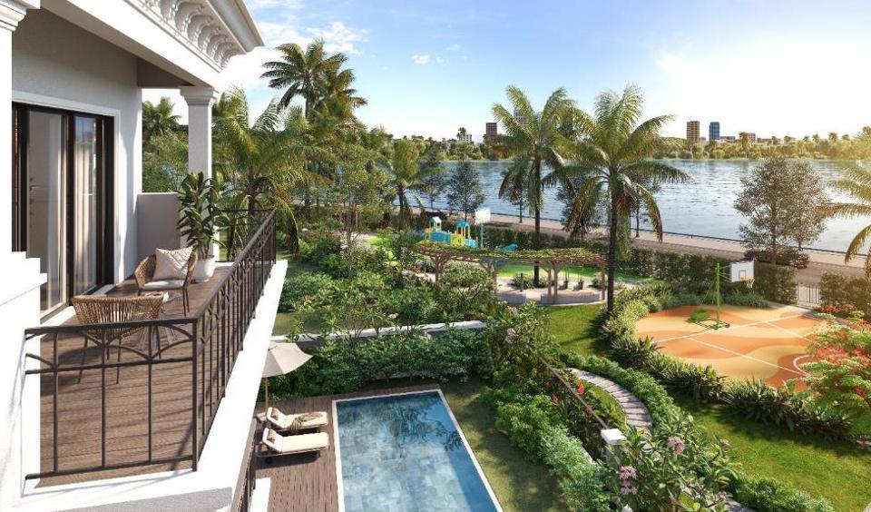 Góc nhìn ra công viên của một căn dinh thự Grand Bay Halong Villas. Ảnh: BIM Land