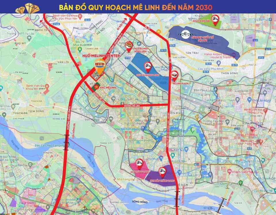 Bản đồ quy hoạch đến năm 2030 cho thấy Mê Linh đang được đầu tư “khủng” về mọi mặt