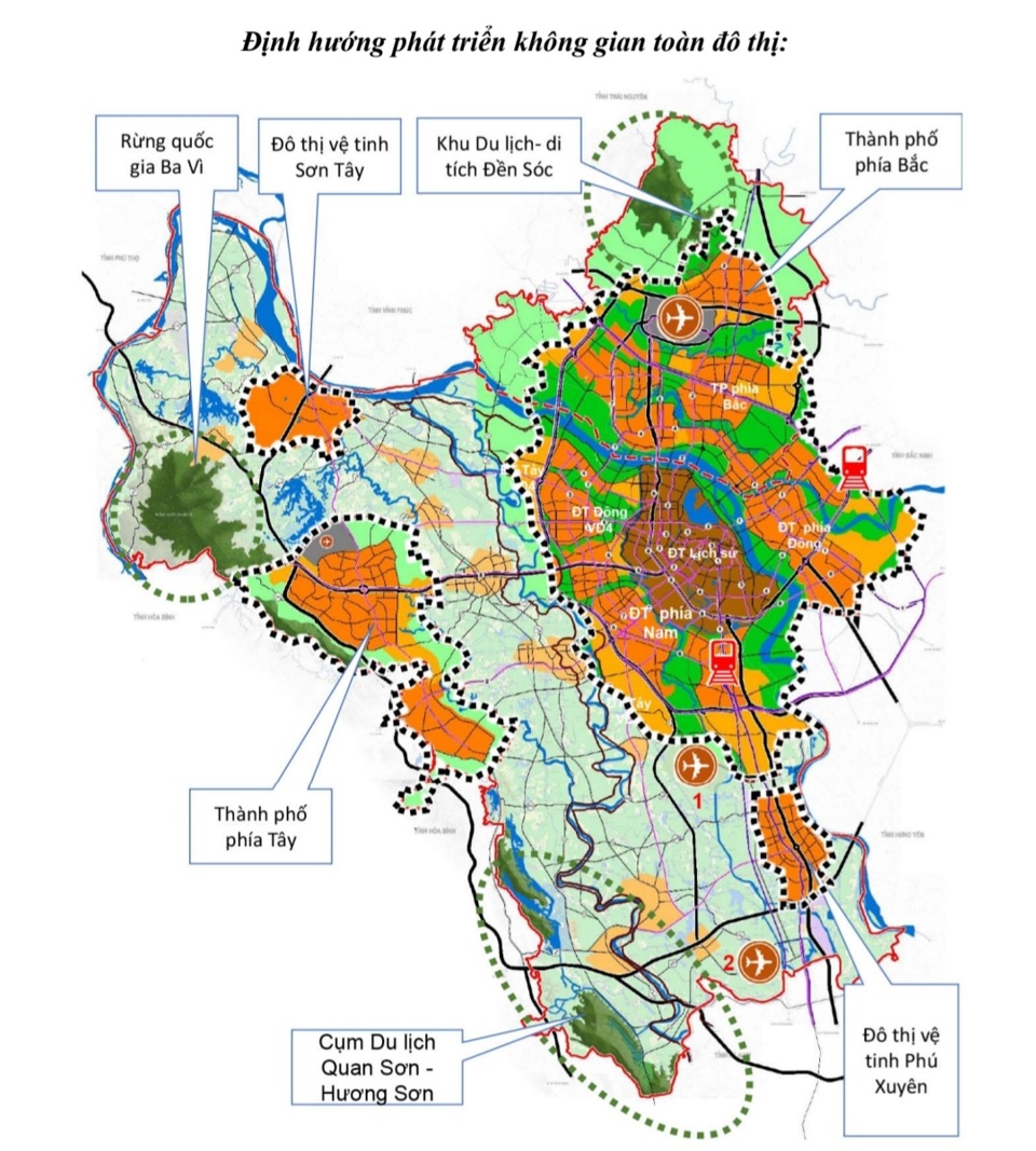 Định hướng phát triển không gian toàn đô thị trong điều chỉnh Quy hoạch chung Thủ đô.
