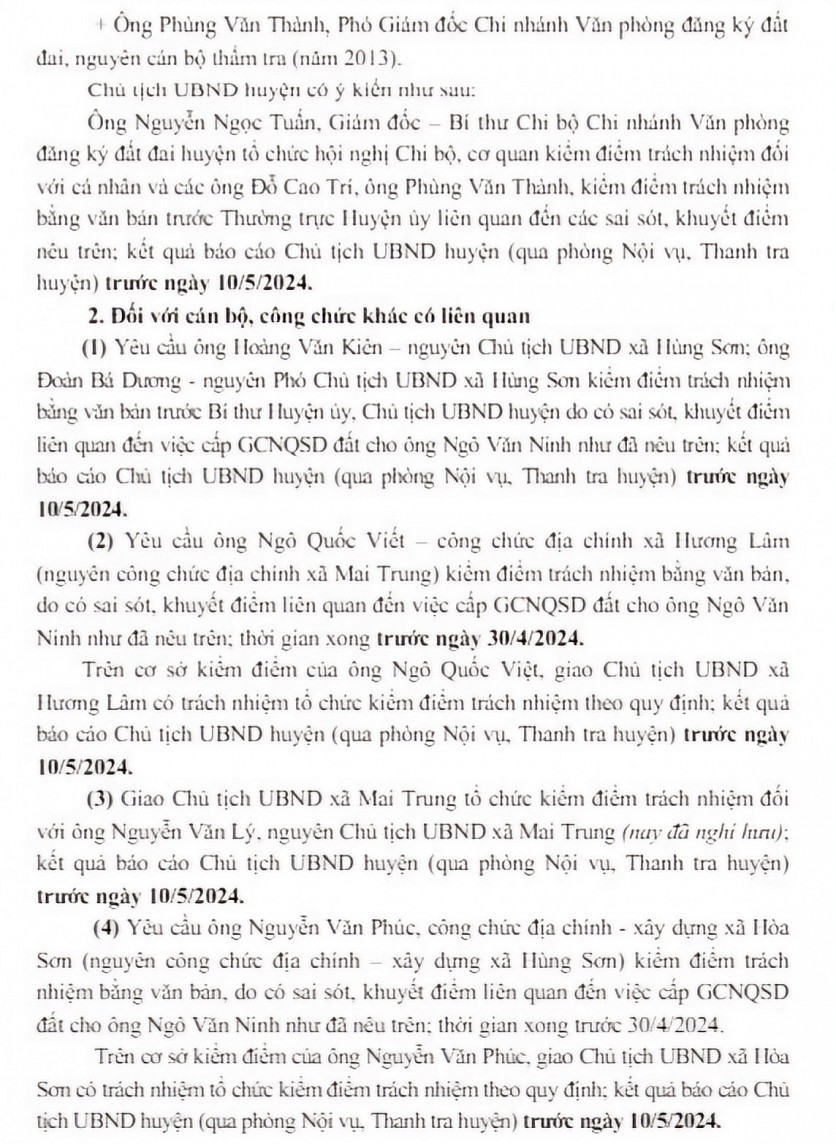 Bắc Giang: Nhiều cán bộ của huyện Hiệp Hòa phải kiểm điểm trách nhiệm liên quan đất đai