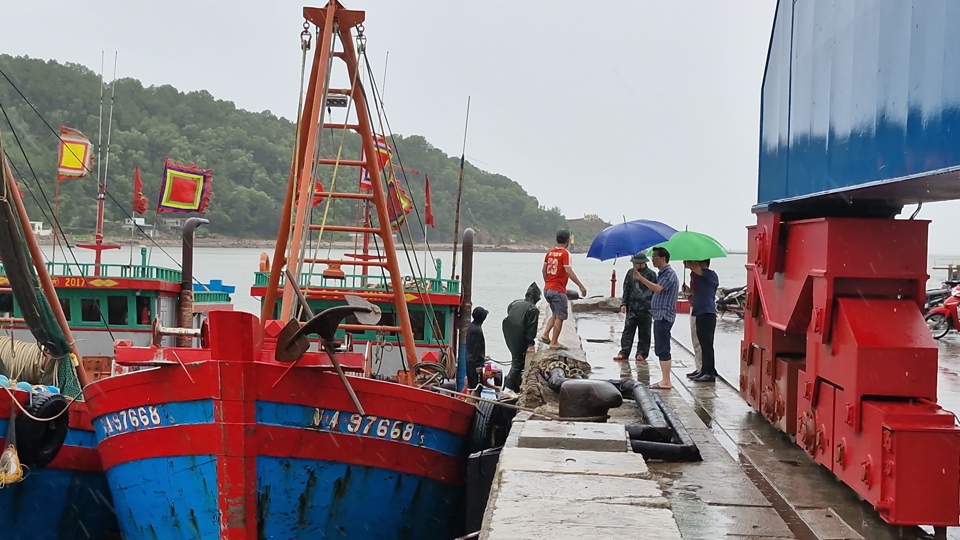 Lao động từ các tàu đánh cá buộc phải lên bờ, các lực lượng chức năng tăng cường tuần tra, tuyên truyền và hỗ trợ người dân phòng chống bão. 