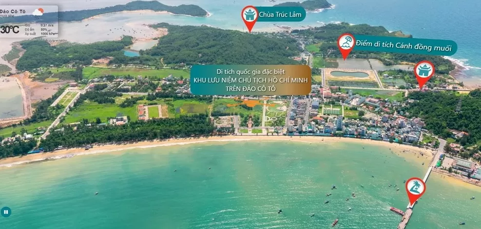 Giao diện của ứng dụng VR 360 giúp du khách có trải nghiệm mới về Di tích Quốc gia đặc biệt Khu lưu niệm Chủ tịch Hồ Chí Minh trên đảo Cô Tô. Giao diện của ứng dụng VR 360 giúp du khách có trải nghiệm mới về Di tích Quốc gia đặc biệt Khu lưu niệm Chủ tịch Hồ Chí Minh trên đảo Cô Tô.