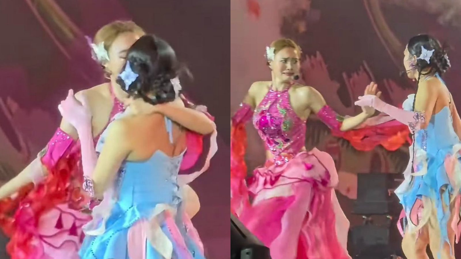 Màn chạm môi của Lan Ngọc và Diệu Nhi tại concert Chị đẹp. Ảnh: Chụp lại màn hình