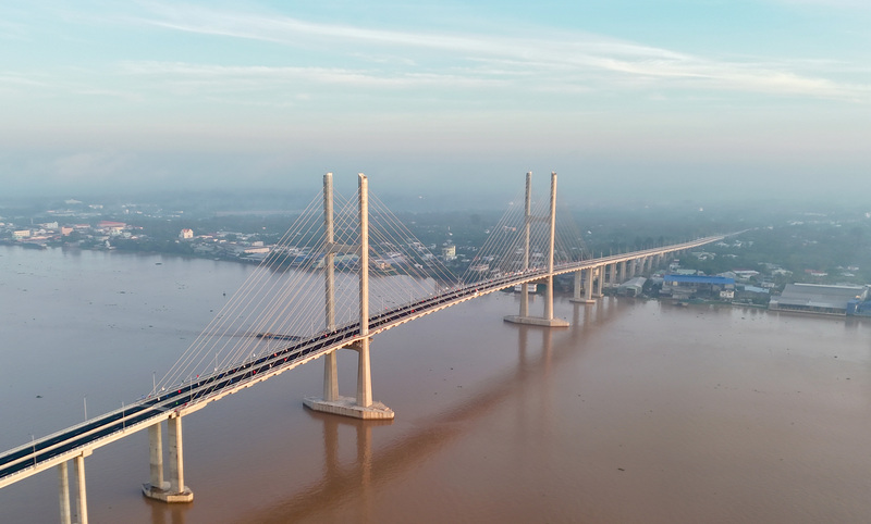 Cầu Rạch Miễu 2 là một trong 250 công trình, dự án chào mừng kỷ niệm 80 năm Quốc khánh 2/9/1945 – 2/9/2025, được khởi công và khánh thành dịp này. Ảnh: CTV.