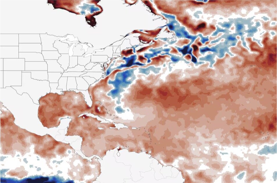 Nhiệt độ Đại Tây Dương cao hơn mức trung bình khi mùa bão đang vào giai đoạn đỉnh điểm. Ảnh: NOAA