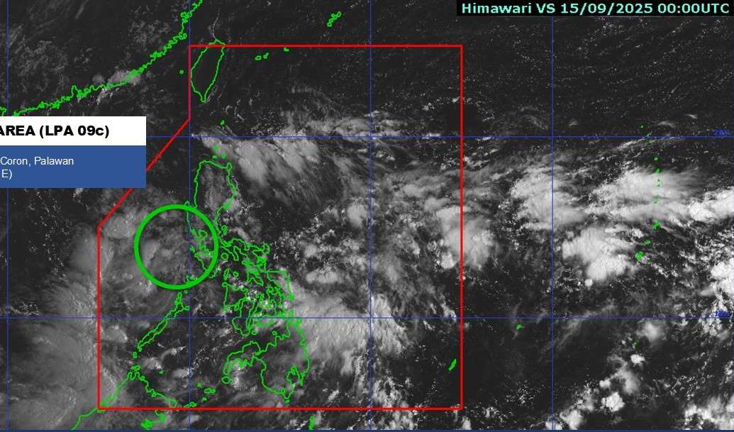 Vị trí áp thấp 09c hồi 8h ngày 15.9.2025. Ảnh: PAGASA