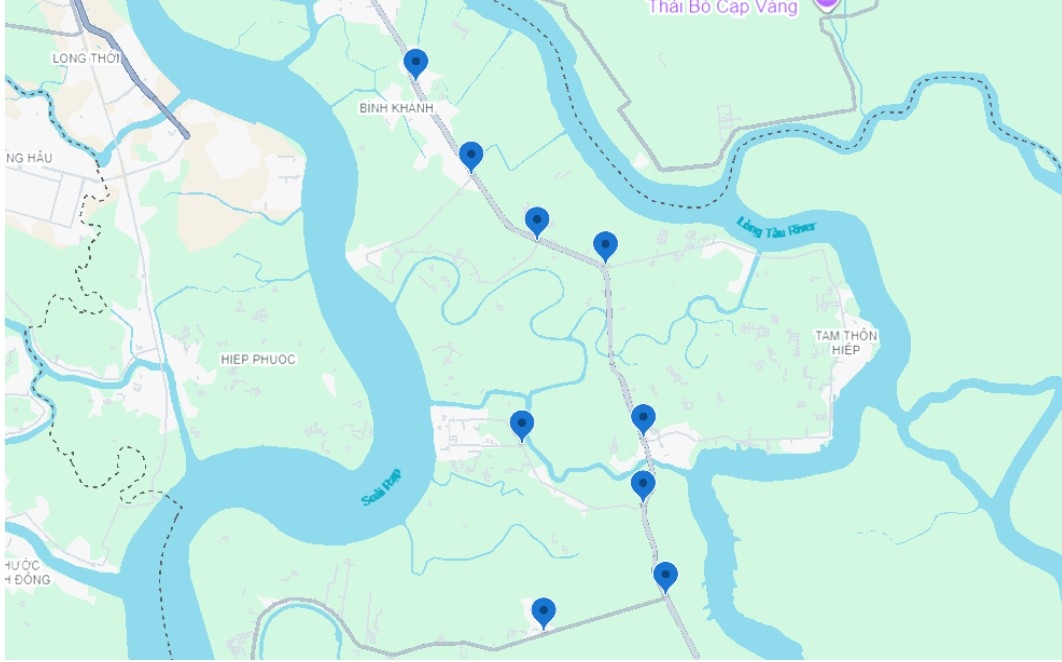 Khu vực đường Rừng Sác (Cần Giờ) đề xuất hạn chế lưu thông phương tiện dưới chuẩn khí thải.  Ảnh: Sở Xây dựng