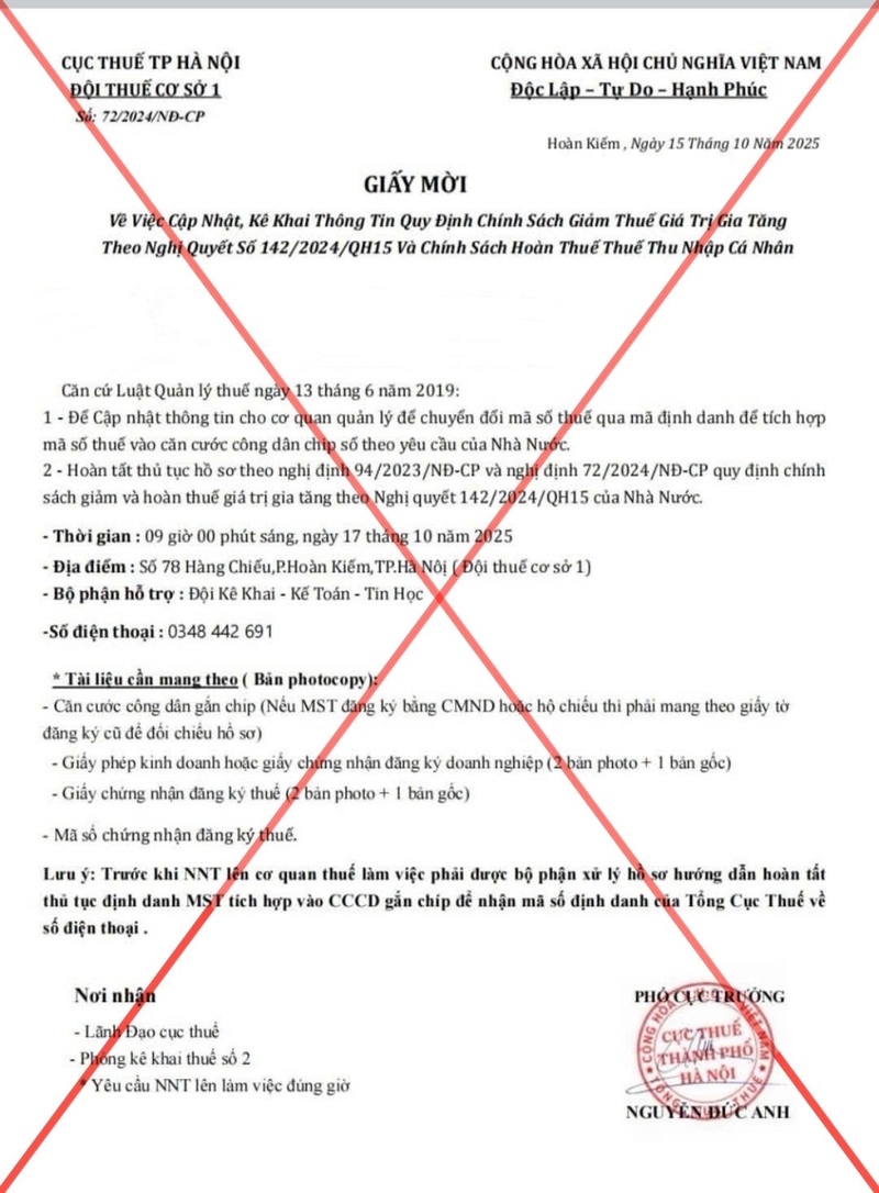 Văn bản mà chồng chị H nhận được từ các đối tượng gửi qua mạng xã hội zalo.