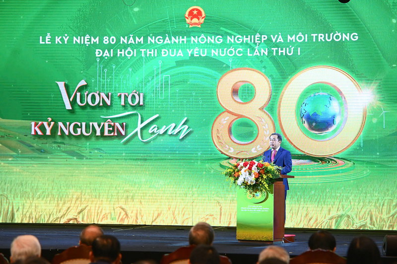 Bộ trưởng Bộ Nông nghiệp và Môi trường Trần Đức Thắng phát biểu tại sự kiện. Ảnh: NNVN