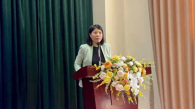 Bà Lê Hải An - Phó viện trưởng Viện Nghiên cứu Chiến lược, Chính sách Công Thương (Bộ Công Thương) phát biểu khai mạc