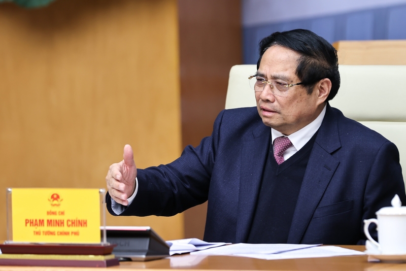 Thủ tướng Chính phủ Phạm Minh Chính phát biểu kết luận hội nghị. Ảnh: VGP/Nhật Bắc