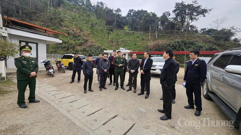 Đoàn công tác của Bộ Công Thương khảo sát thực địa thông quan hàng hóa tại cửa khẩu Tân Thanh, Lạng Sơn.
