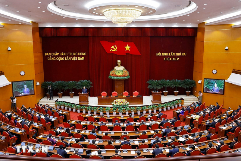 Hội nghị lần thứ hai Ban Chấp hành Trung ương Đảng khóa XIV. Ảnh: Thống Nhất/TTXVN