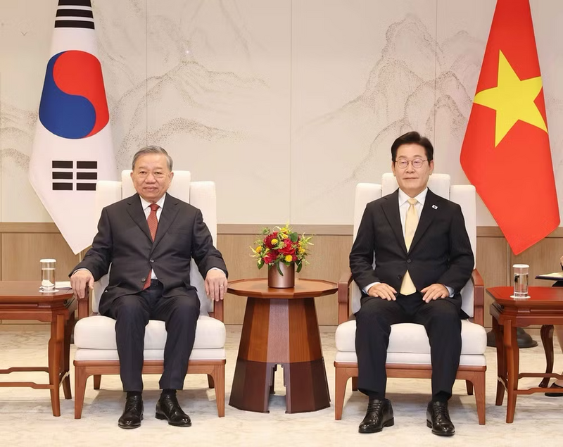 Tổng Bí thư Tô Lâm hội đàm với Tổng thống Hàn Quốc Lee Jae Myung trong chuyến thăm cấp Nhà nước tới Hàn Quốc, tháng 8/2025. Ảnh: TTXVN