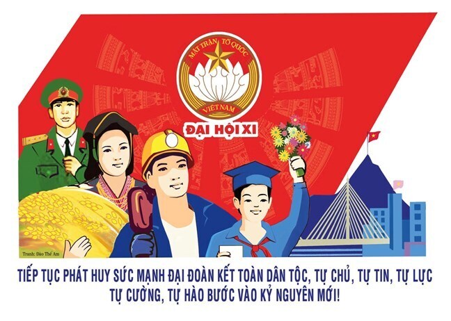 Pano, áp phích chào mừng Đại hội. Ảnh: MTTQ