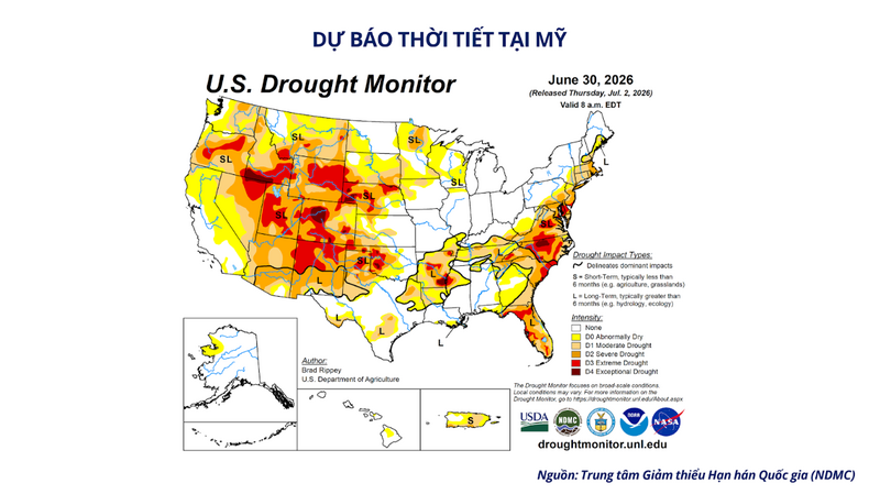 Dự báo thời tiết tại Mỹ. Nguồn: MXV