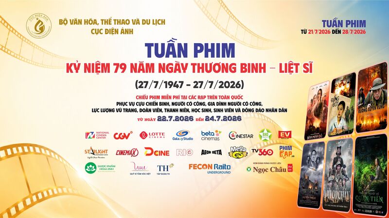 Tuần phim kỷ niệm 79 năm Ngày Thương binh - Liệt sĩ (27/7/1947 - 27/7/2026). Ảnh: Cục Điện ảnh.