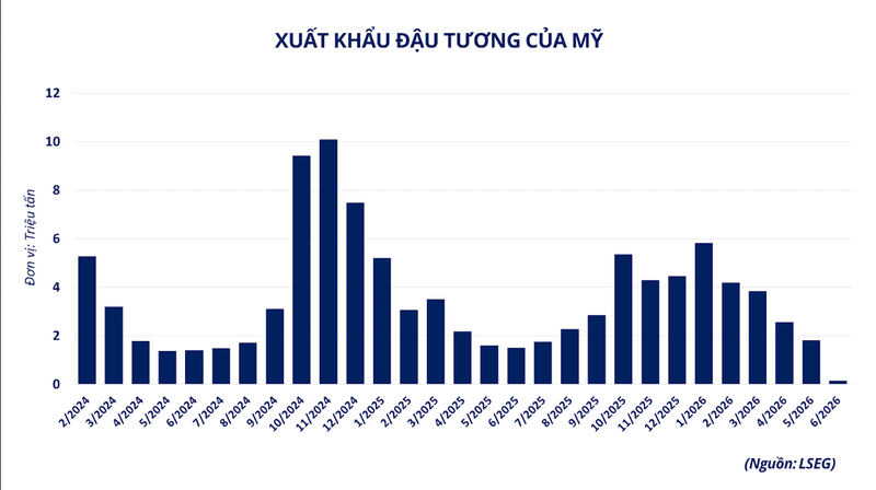 Xuất khẩu đậu tương của Mỹ. Nguồn: MXV