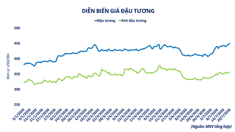 Diễn biến giá đậu tương.